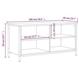 Berkfield Home TV Cabinet Smoked Oak 100x40x50 cm Engineered Wood in Brown - Size: 100 x 40 x 50 cm - thumbnail 9
