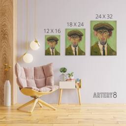 "Artery8 Self Portrait in Green Arnold Weisz Kubincan Canvas Wall Art - Size: W18"" x H24""" - thumbnail 4