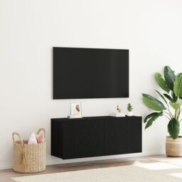 Berkfield Home TV Wall Cabinet Black Oak 100x30x41 cm Engineered Wood - Size: 100 x 30 x 41 cm