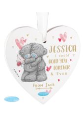 Personalised Memento Company Women's Personalised Me To You Hold You Forever Wooden Heart Decoration in White - thumbnail 1