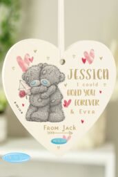 Personalised Memento Company Women's Personalised Me To You Hold You Forever Wooden Heart Decoration in White - thumbnail 4