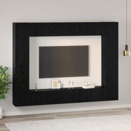 Berkfield Home TV Cabinet with Shelf 10 pcs Black oak Medium 30.5 x 30 x 90 cm - thumbnail 4