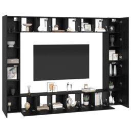 Berkfield Home TV Cabinet with Shelf 10 pcs Black oak Medium 30.5 x 30 x 90 cm - thumbnail 3
