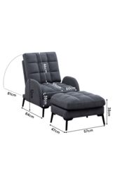 H&O Direct Modern Recliner Lounge Set with Ottoman & Sleek Metal Base in Grey - thumbnail 2