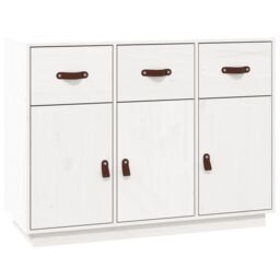Berkfield Home Sideboard White 100x40x75 cm Solid Wood Pine - Size: 100 x 40 x 75 cm - thumbnail 2