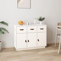Berkfield Home Sideboard White 100x40x75 cm Solid Wood Pine - Size: 100 x 40 x 75 cm
