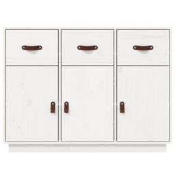 Berkfield Home Sideboard White 100x40x75 cm Solid Wood Pine - Size: 100 x 40 x 75 cm - thumbnail 6
