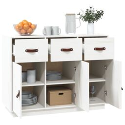 Berkfield Home Sideboard White 100x40x75 cm Solid Wood Pine - Size: 100 x 40 x 75 cm - thumbnail 4
