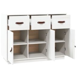 Berkfield Home Sideboard White 100x40x75 cm Solid Wood Pine - Size: 100 x 40 x 75 cm - thumbnail 5