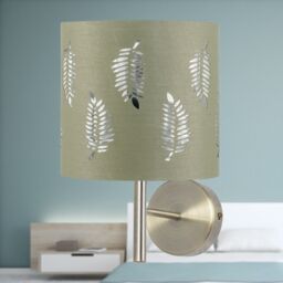 First Choice Lighting Brea - Antique Brass Wall Light with Sage Green Fern Shade in Gold - thumbnail 3