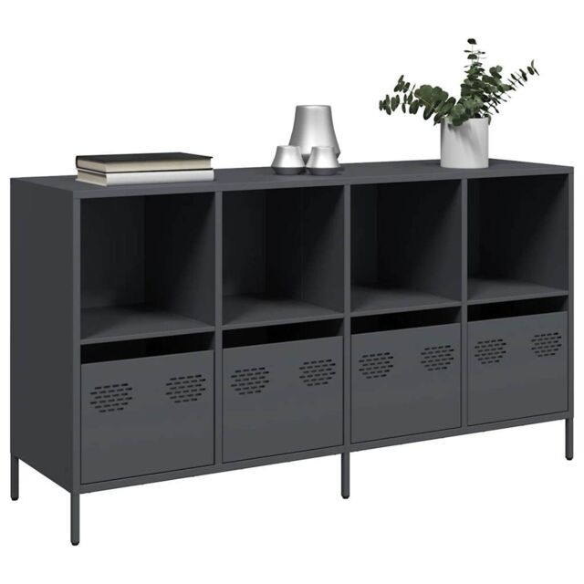Berkfield Home Sideboard Anthracite 135x39x73.5 cm Cold-rolled Steel in Black - image 1