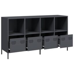 Berkfield Home Sideboard Anthracite 135x39x73.5 cm Cold-rolled Steel in Black - thumbnail 4