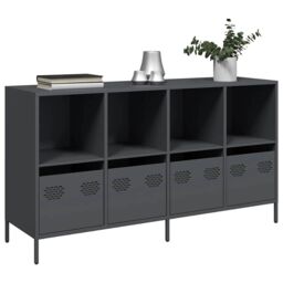 Berkfield Home Sideboard Anthracite 135x39x73.5 cm Cold-rolled Steel in Black - thumbnail 1