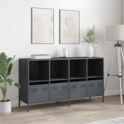 Berkfield Home Sideboard Anthracite 135x39x73.5 cm Cold-rolled Steel in Black - thumbnail 3