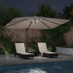Berkfield Home Peaceful Cantilever Roma Parasol with LEDs Taupe 352x251x265 cm A - Size: 352 x 251 x 265 cm - thumbnail 4