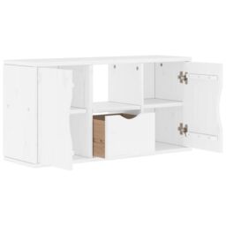 Berkfield Home TV Cabinet with Drawer ODDA White 79x24x40 cm Solid Wood Pine - Size: 79 x 24 x 40 cm - thumbnail 5