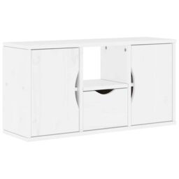 Berkfield Home TV Cabinet with Drawer ODDA White 79x24x40 cm Solid Wood Pine - Size: 79 x 24 x 40 cm - thumbnail 2