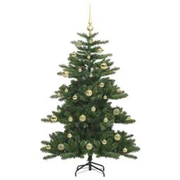 Berkfield Home Artificial Hinged Christmas Tree with 150 LEDs 150 cm PVC in Green - thumbnail 4