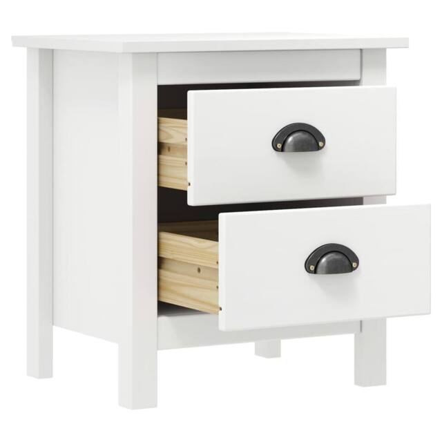 Berkfield Home Modern Bedside Cabinet Hill White 46x35x49.5 cm Solid Pine Wood - image 1
