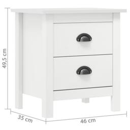 Berkfield Home Modern Bedside Cabinet Hill White 46x35x49.5 cm Solid Pine Wood - thumbnail 7