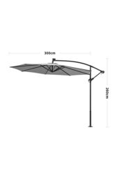 H&O Direct Cantilever Garden Parasol with 32 LED Light（Base not included） in Light Grey - thumbnail 6