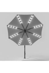 H&O Direct Cantilever Garden Parasol with 32 LED Light（Base not included） in Light Grey - thumbnail 3