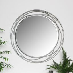 Melody Maison Large Round Champagne Swirl Mirror - 92cm X 92cm in Metallic Silver - Size: 92 cm X 92 cm - thumbnail 4