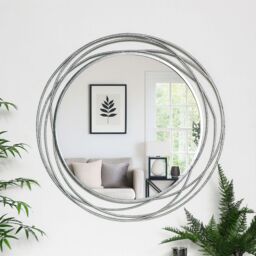 Melody Maison Large Round Champagne Swirl Mirror - 92cm X 92cm in Metallic Silver - Size: 92 cm X 92 cm - thumbnail 2