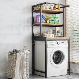 KORVIXA Black 3-Tier Over Washing Machine Shelf - Size: 60 cm x 45 cm - thumbnail 3