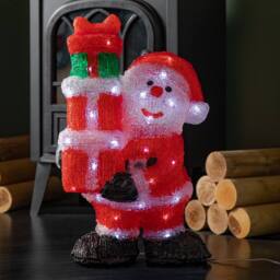 Samuel Alexander 41cm Light up Acrylic Santa with 3 Gifts & 40 White LEDs - thumbnail 2