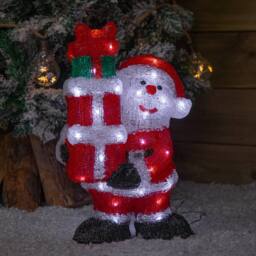 Samuel Alexander 41cm Light up Acrylic Santa with 3 Gifts & 40 White LEDs - thumbnail 4