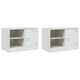 Berkfield Home TV Cabinets 2 pcs White 67x39x44 cm Steel - Size: 67 x 39 x 44 cm - thumbnail 2