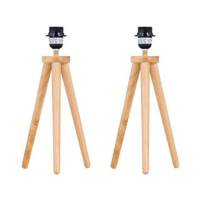 First Choice Lighting Set of 2 Voyage - Light Oak Wooden Tripod Lamp Bases in Brown - image 1