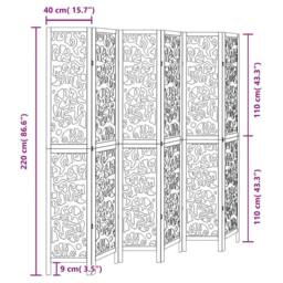 Berkfield Home Room Divider 6 Panels Black Solid Wood Paulownia - thumbnail 8