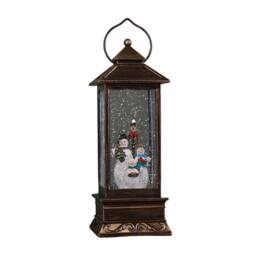 Samuel Alexander 27cm Bronze Christmas Water Spinner with Snowman Scene & LEDs - thumbnail 1