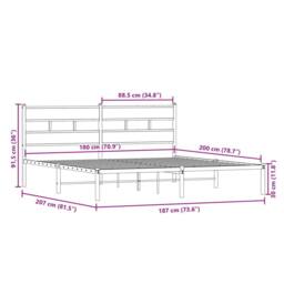 Berkfield Home Metal Bed Frame without Mattress Smoked Oak 180x200 cm Super King in Brown - thumbnail 9