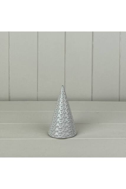 KDMD White Charming Glazed Ceramic Tree Ornament with Textured Detail in Light Grey - image 1