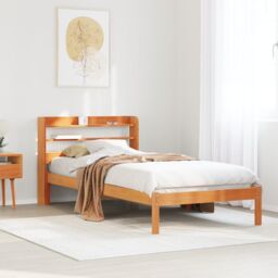 Berkfield Home Bed Frame with Headboard without Mattress Wax Brown 100x200 cm - thumbnail 1