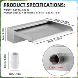 SPETLEK Waterfall Blade Waterfall Spillway 300mm in Silver - Size: 0.6m2 - thumbnail 2