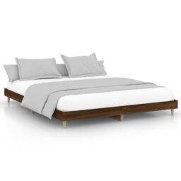 Berkfield Home Bed Frame Brown Oak 120x200 cm Engineered Wood - Size: Small Double - thumbnail 2