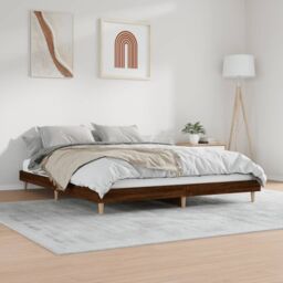 Berkfield Home Bed Frame Brown Oak 120x200 cm Engineered Wood - Size: Small Double - thumbnail 4