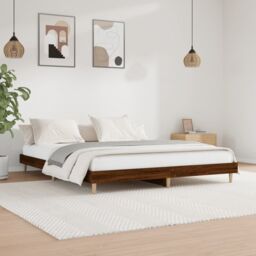 Berkfield Home Bed Frame Brown Oak 120x200 cm Engineered Wood - Size: Small Double - thumbnail 1