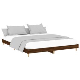 Berkfield Home Bed Frame Brown Oak 120x200 cm Engineered Wood - Size: Small Double - thumbnail 3
