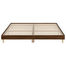 Berkfield Home Bed Frame Brown Oak 120x200 cm Engineered Wood - Size: Small Double - thumbnail 6