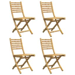 Berkfield Home Folding Garden Chairs 4 pcs 43x54x88 cm Bamboo in Brown - Size: 43 x 54 x 88 cm - thumbnail 4