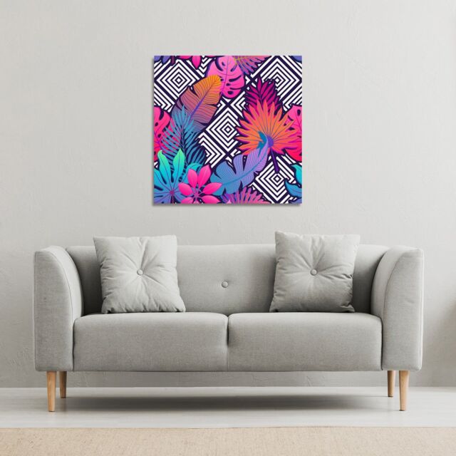 Benjamin Tate Design Tropical Geometric (Canvas Print) / 61 x 61 x 4cm in Natural - Size: 61 x 61 x 4 cm - image 1
