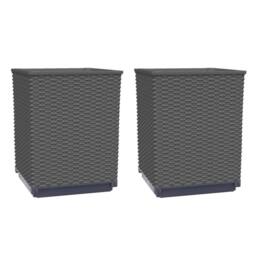 Berkfield Home Planters 2 pcs Black 30x30x37 cm Polypropylene - Size: 30 x 30 x 37 cm - thumbnail 3