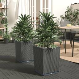 Berkfield Home Planters 2 pcs Black 30x30x37 cm Polypropylene - Size: 30 x 30 x 37 cm - thumbnail 2