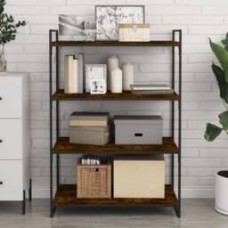 Berkfield Home Wall Shelves 4 pcs Smoked Oak 80x40x1.5 cm Engineered Wood in Brown - thumbnail 1