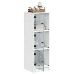 Berkfield Home Highboard with Glass Doors White 35x37x109 cm - Size: 35 x 37 x 109 cm - thumbnail 5
